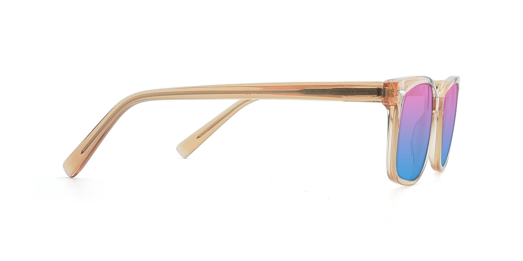 Side of 17349 in Transparent Caramel with Pink / Blue Gradient Lenses