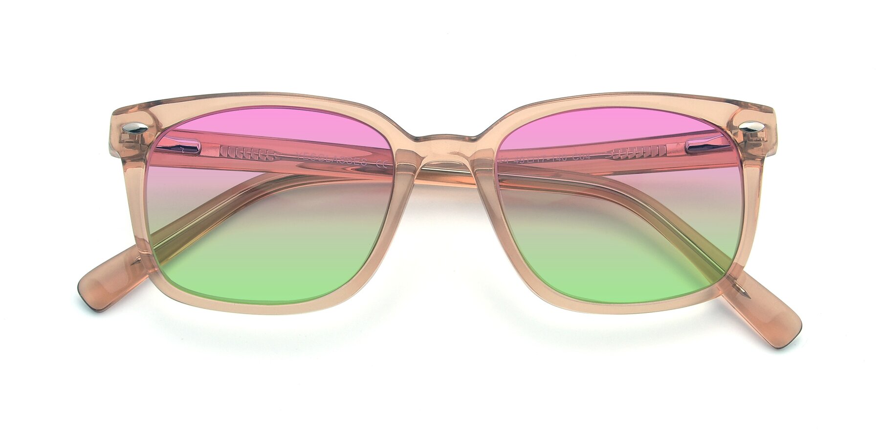Folded Front of 17349 in Transparent Caramel with Pink / Green Gradient Lenses