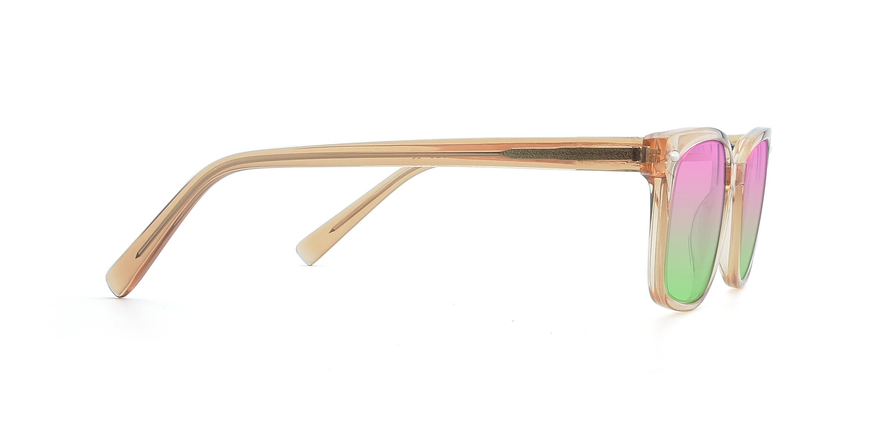 Side of 17349 in Transparent Caramel with Pink / Green Gradient Lenses