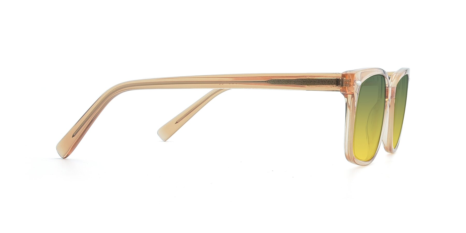 Side of 17349 in Transparent Caramel with Green / Yellow Gradient Lenses