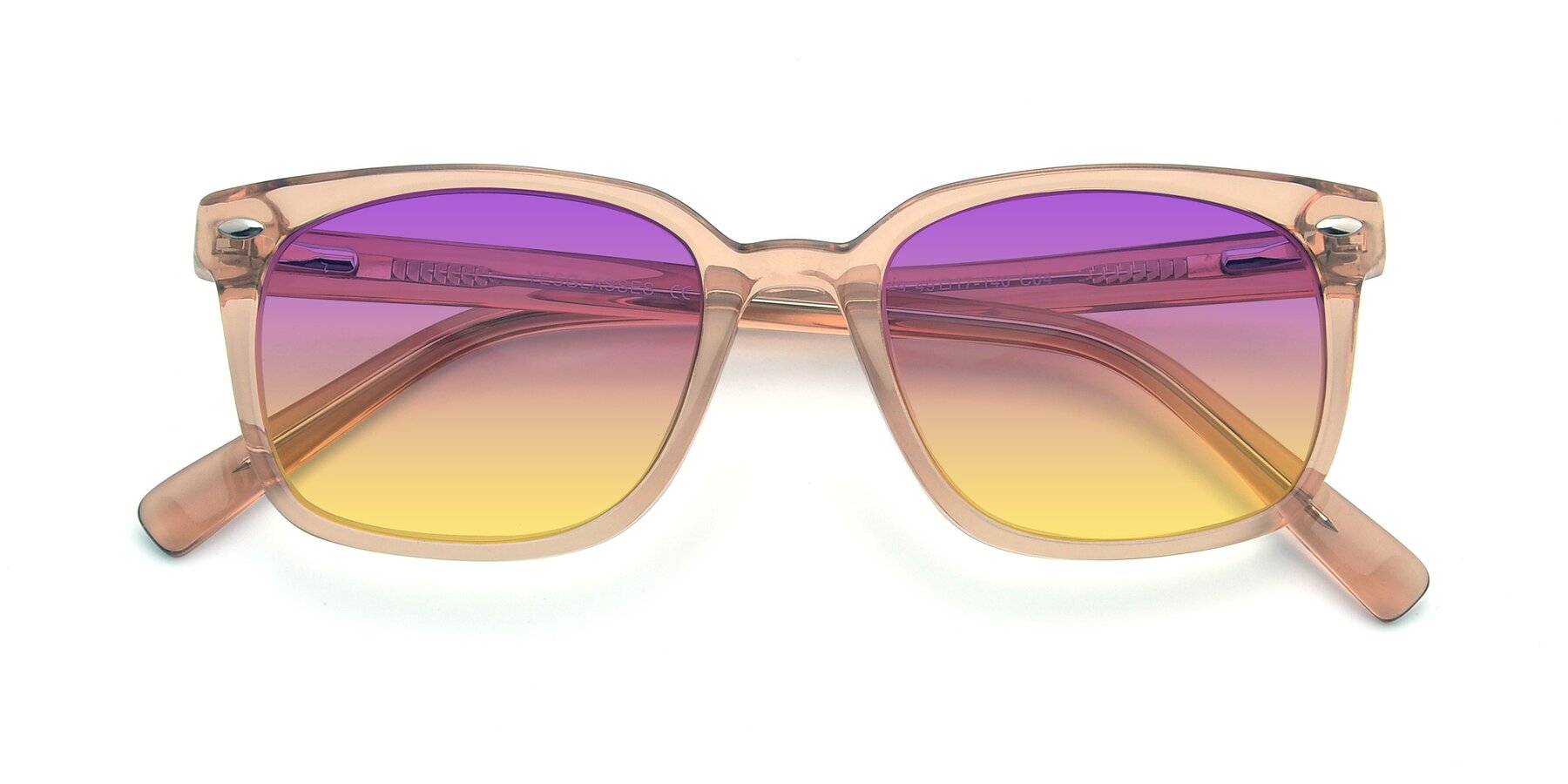 Folded Front of 17349 in Transparent Caramel with Purple / Yellow Gradient Lenses
