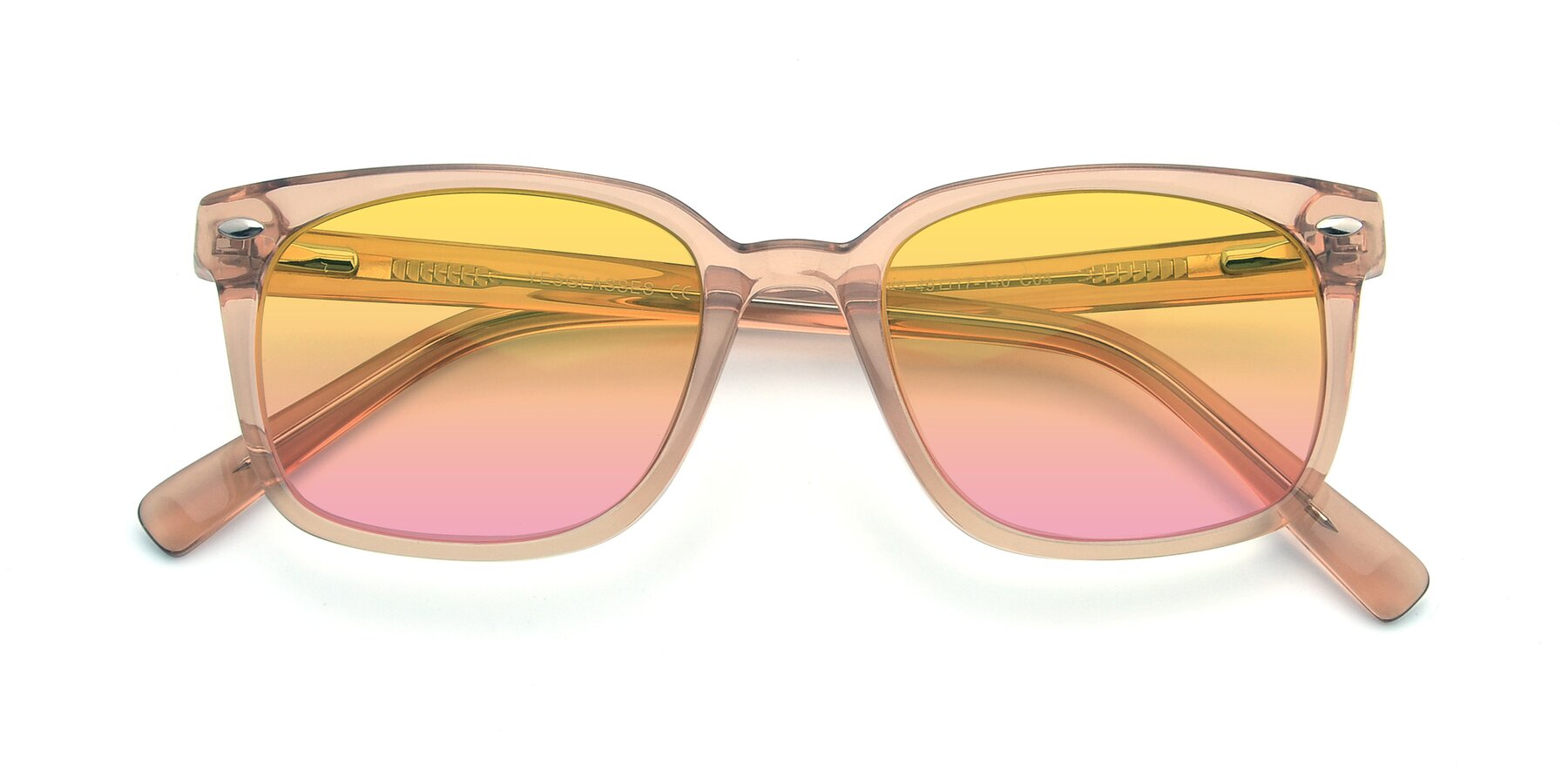 Folded Front of 17349 in Transparent Caramel with Yellow / Pink Gradient Lenses