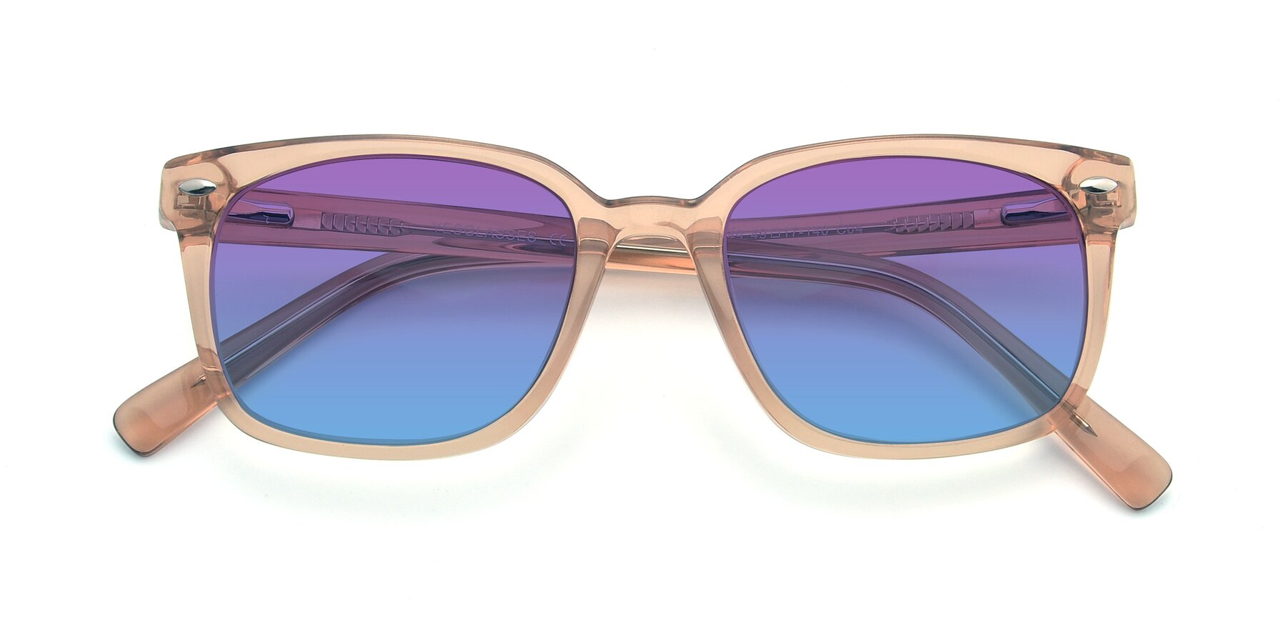 Folded Front of 17349 in Transparent Caramel with Purple / Blue Gradient Lenses