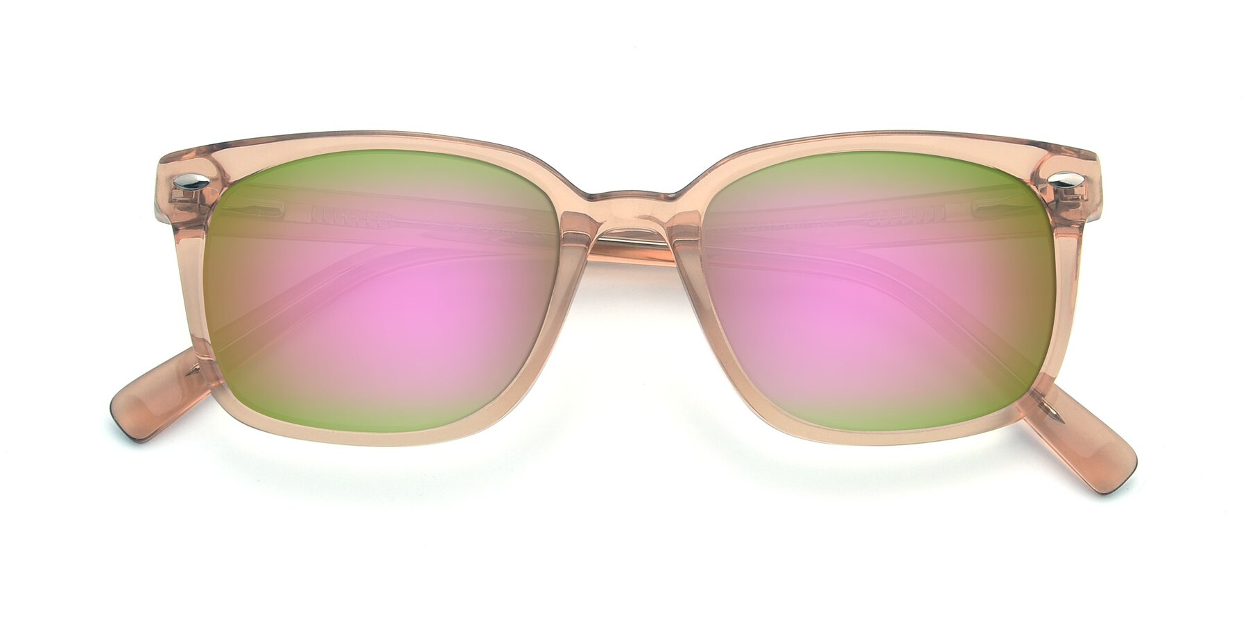 Folded Front of 17349 in Transparent Caramel with Pink Mirrored Lenses