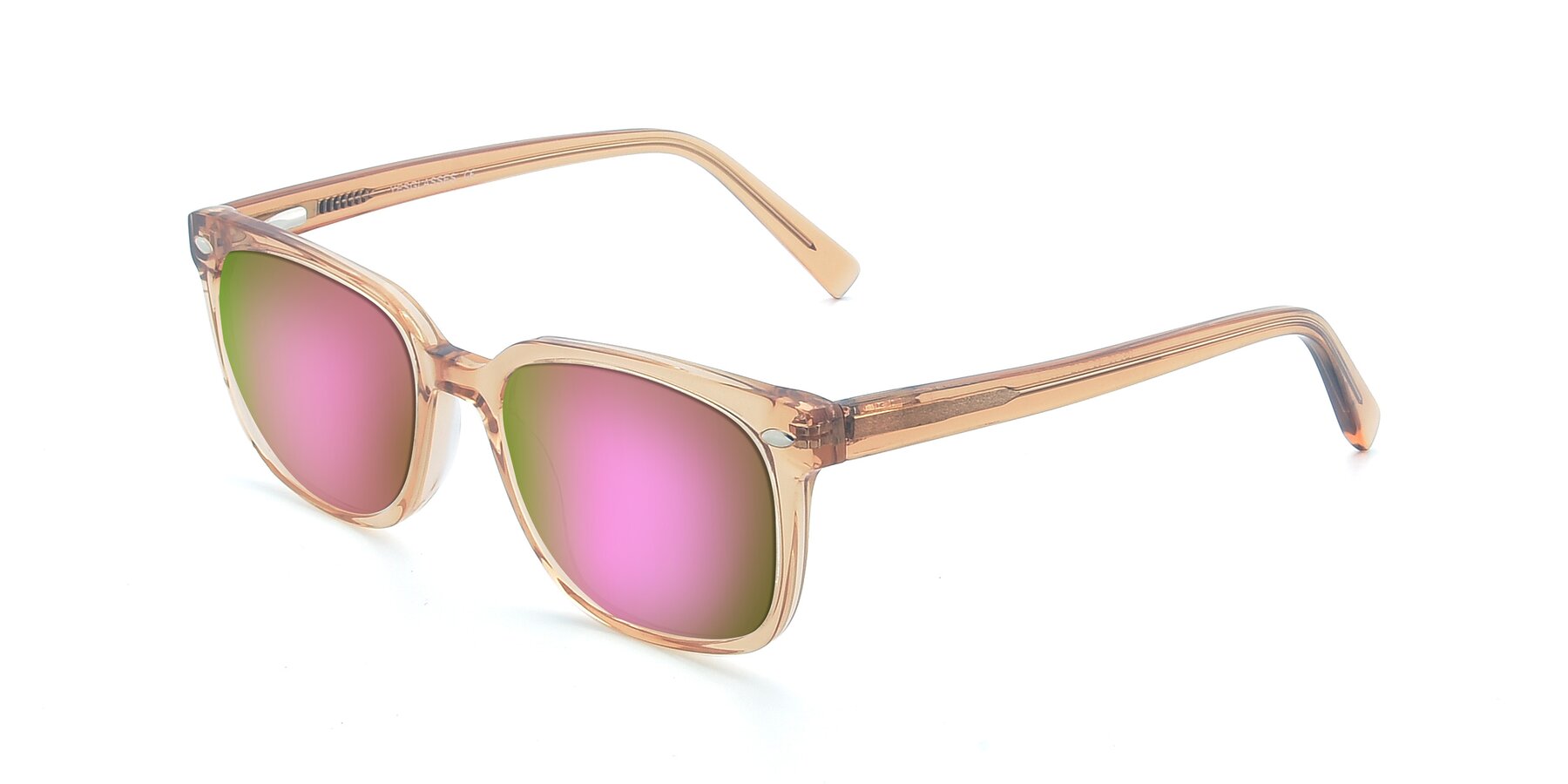 Angle of 17349 in Transparent Caramel with Pink Mirrored Lenses