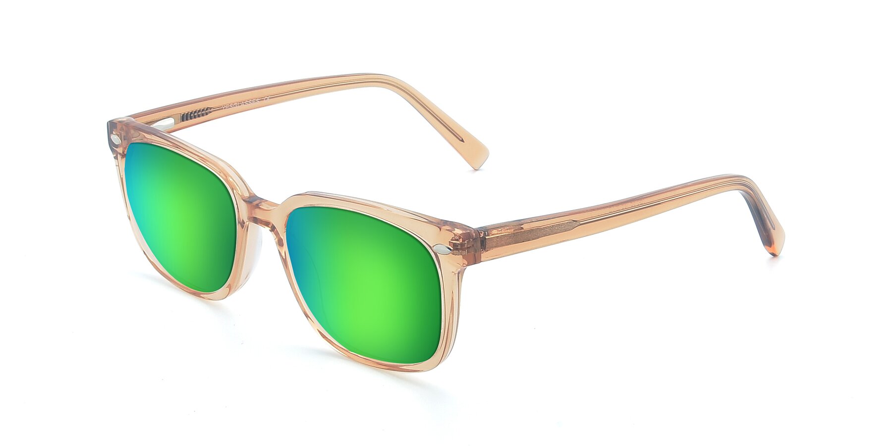 Angle of 17349 in Transparent Caramel with Green Mirrored Lenses