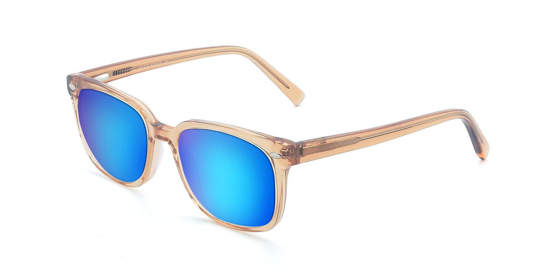Angle of 17349 in Transparent Caramel with Blue Mirrored Lenses
