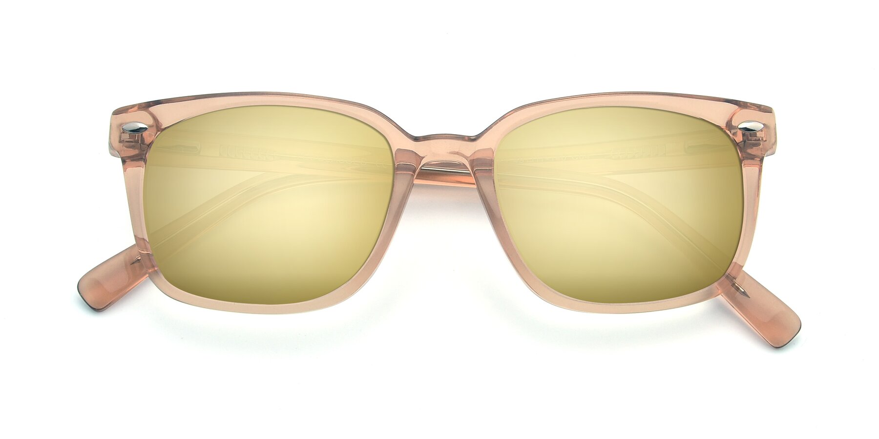 Folded Front of 17349 in Transparent Caramel with Gold Mirrored Lenses