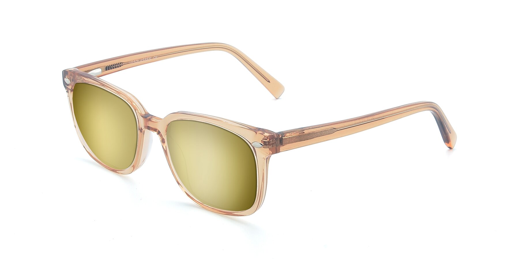 Angle of 17349 in Transparent Caramel with Gold Mirrored Lenses