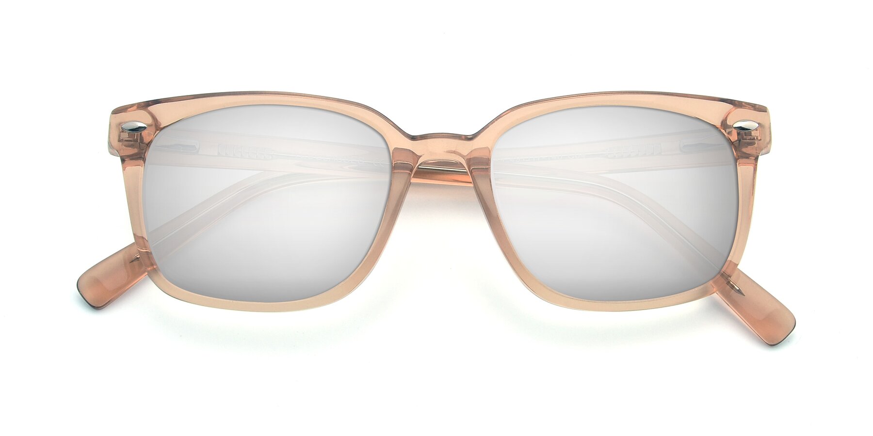 Folded Front of 17349 in Transparent Caramel with Silver Mirrored Lenses