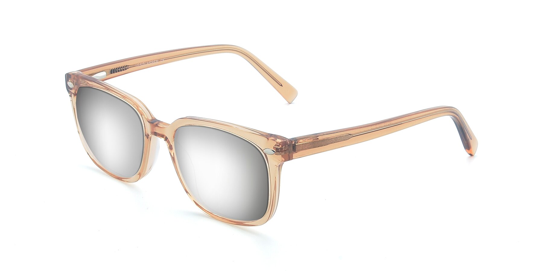 Angle of 17349 in Transparent Caramel with Silver Mirrored Lenses