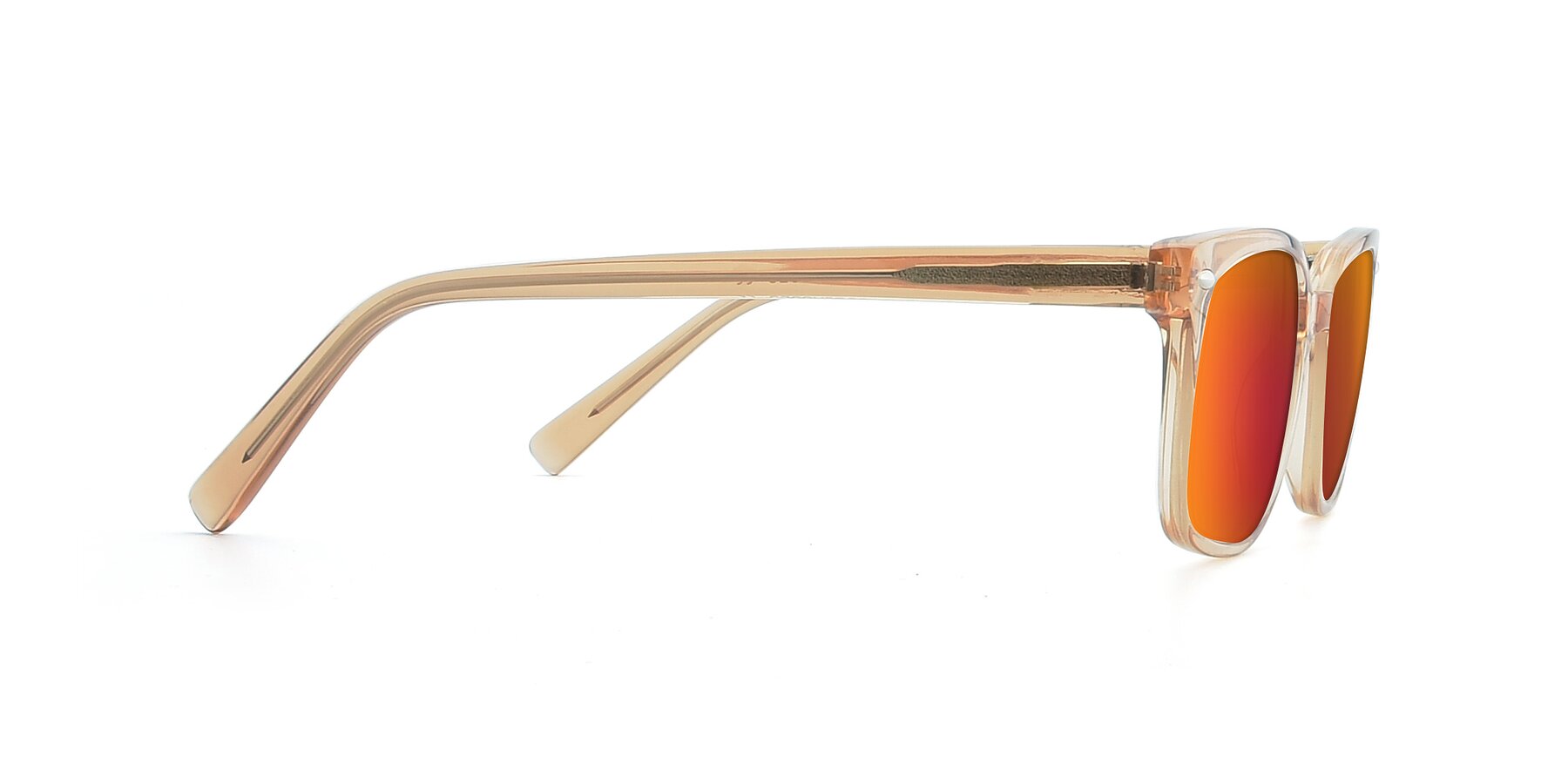 Side of 17349 in Transparent Caramel with Red Gold Mirrored Lenses