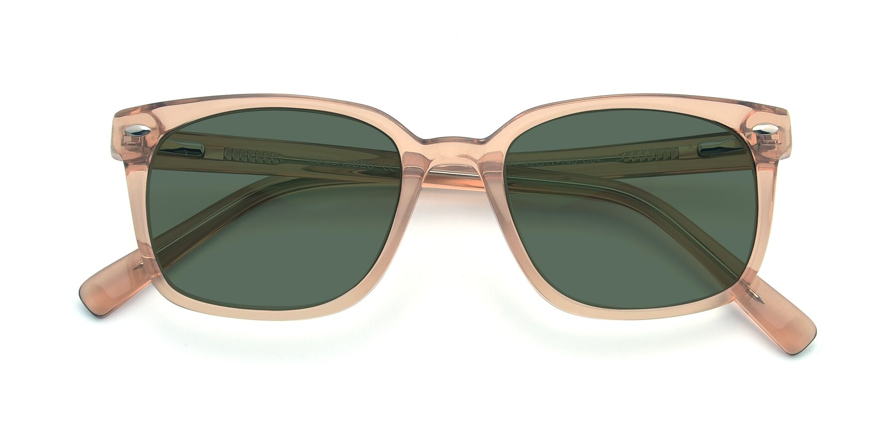 Folded Front of 17349 in Transparent Caramel with Green Polarized Lenses