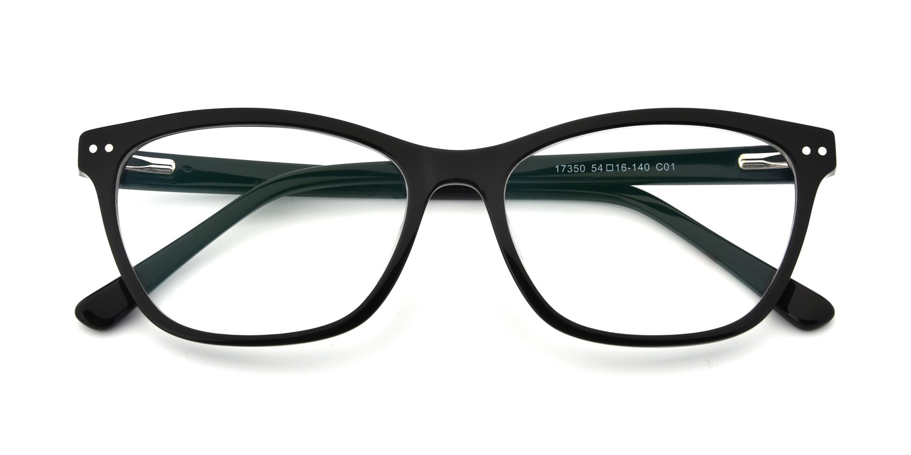 Folded Front of 17350 in Black with Clear Reading Eyeglass Lenses