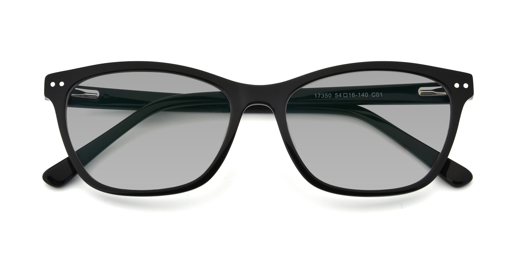 Folded Front of 17350 in Black with Light Gray Tinted Lenses