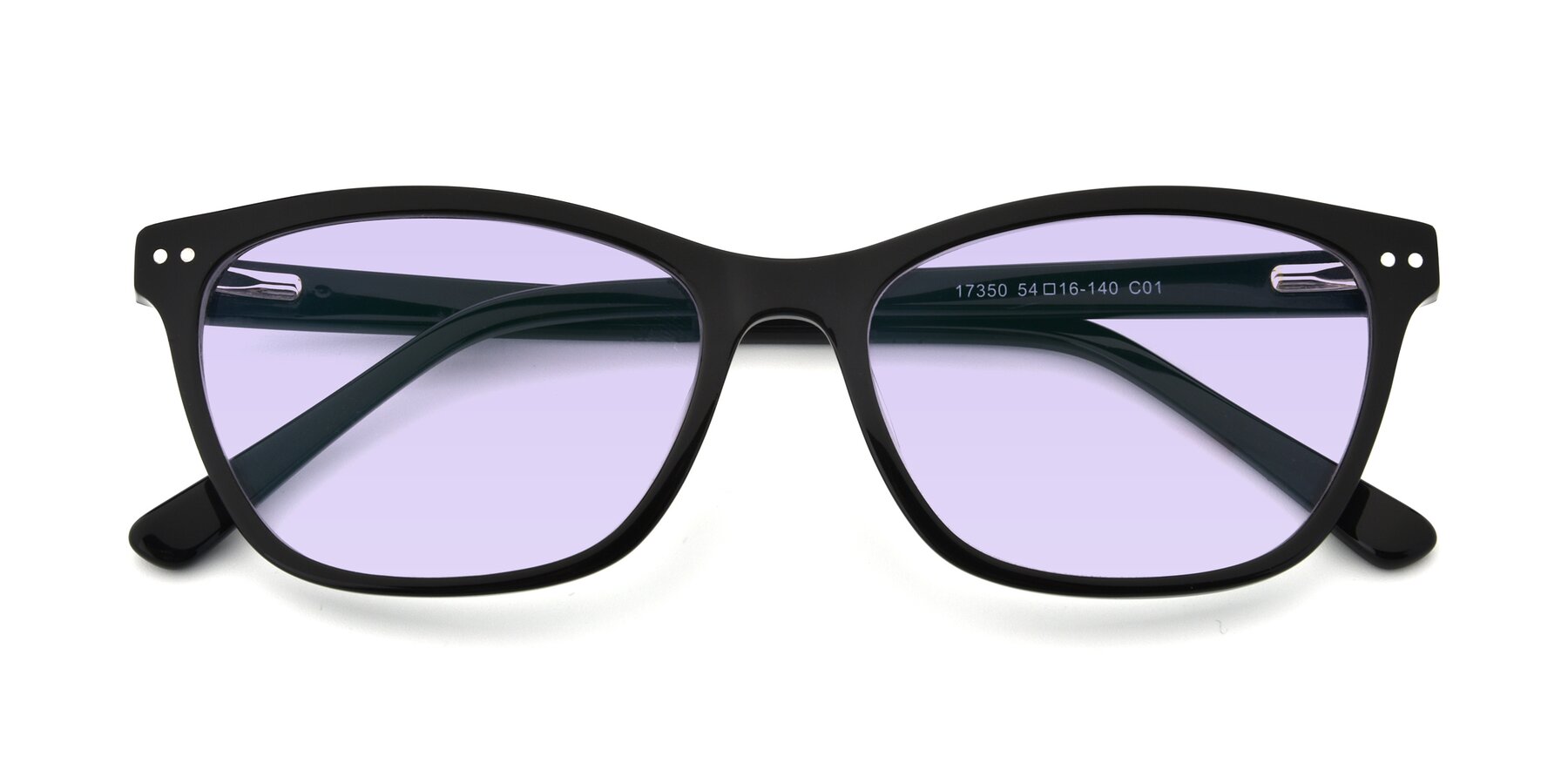 Folded Front of 17350 in Black with Light Purple Tinted Lenses