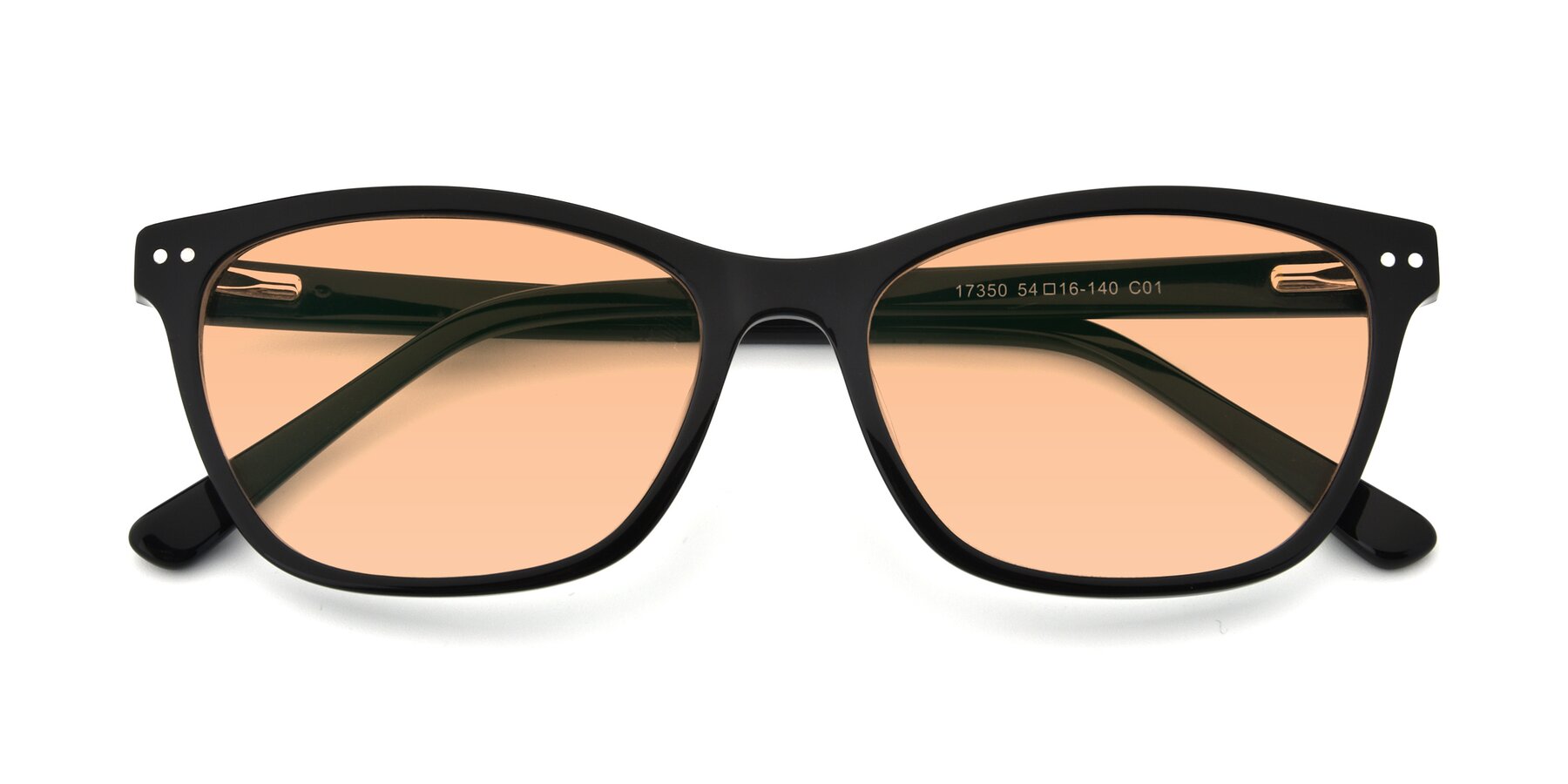 Folded Front of 17350 in Black with Light Orange Tinted Lenses