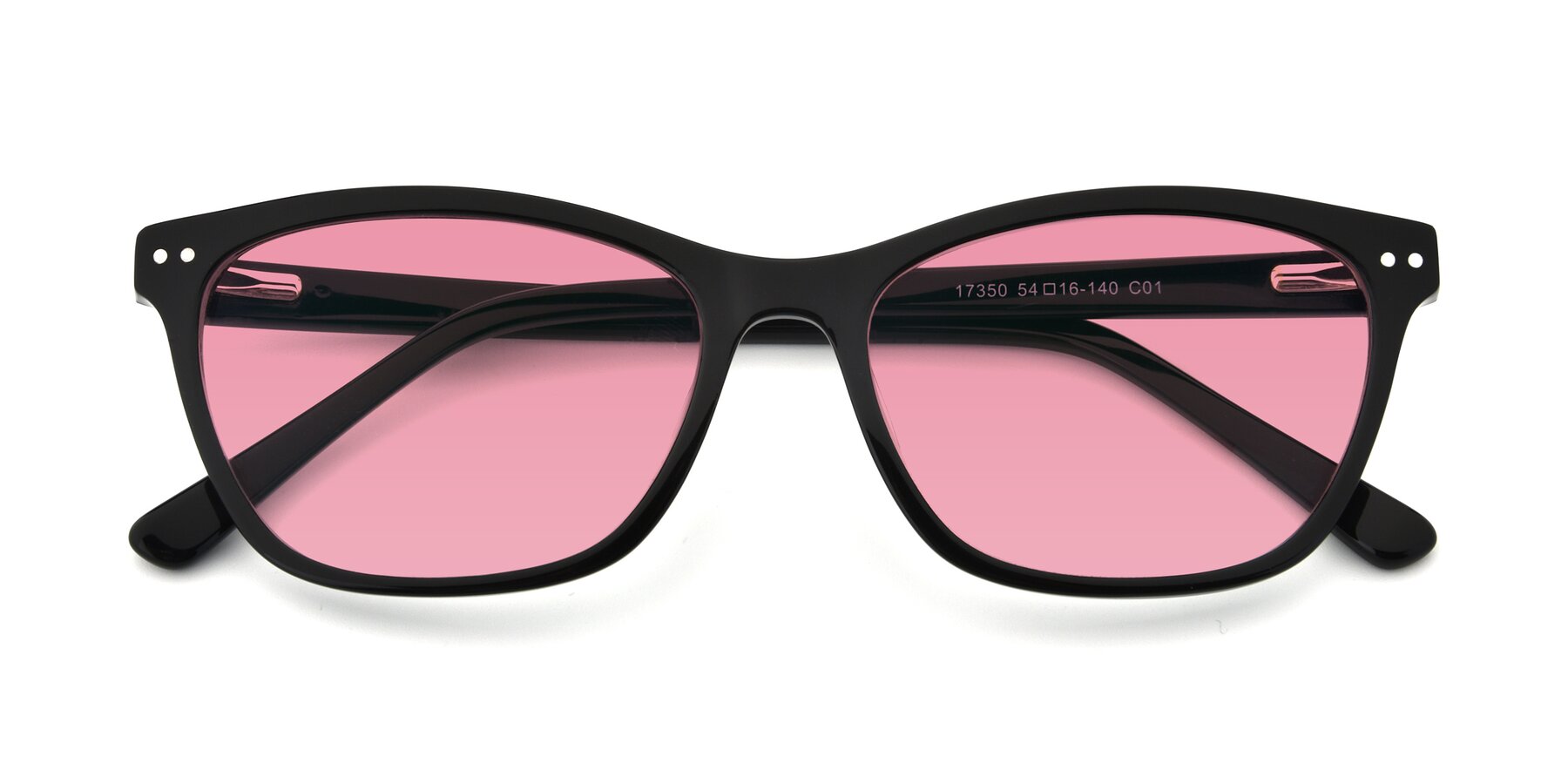 Folded Front of 17350 in Black with Pink Tinted Lenses