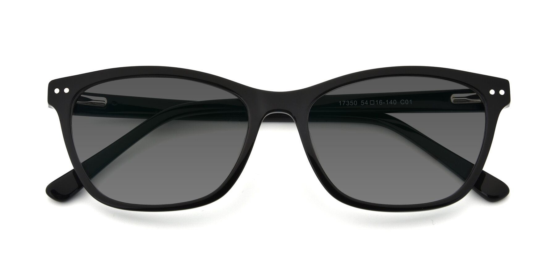 Folded Front of 17350 in Black with Medium Gray Tinted Lenses