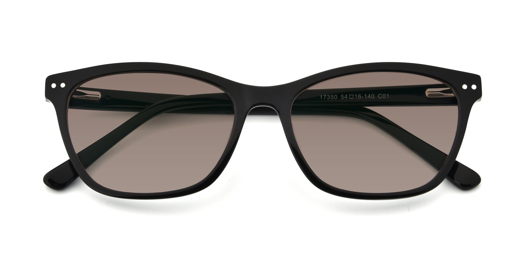 Folded Front of 17350 in Black with Medium Brown Tinted Lenses