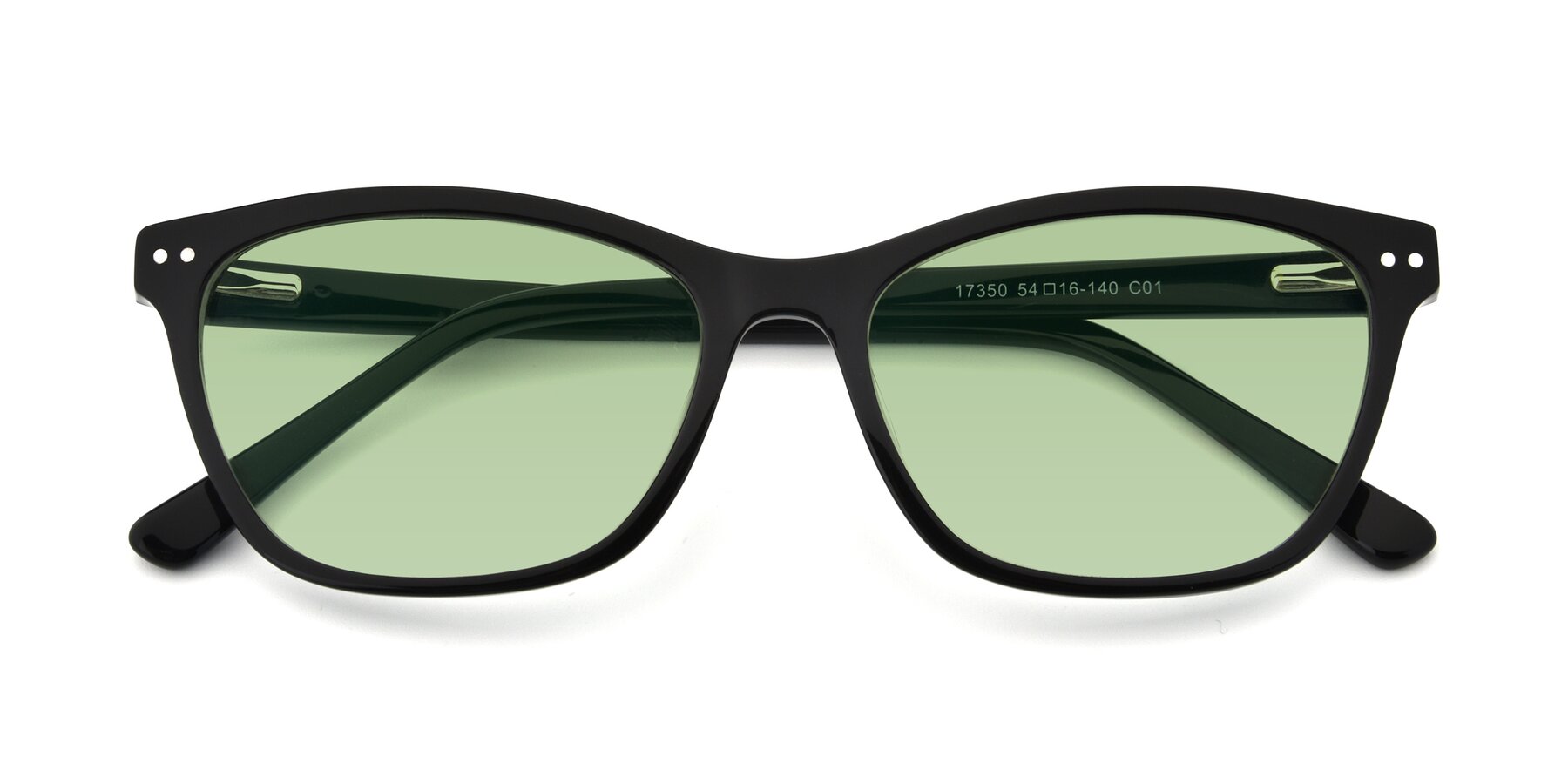 Folded Front of 17350 in Black with Medium Green Tinted Lenses