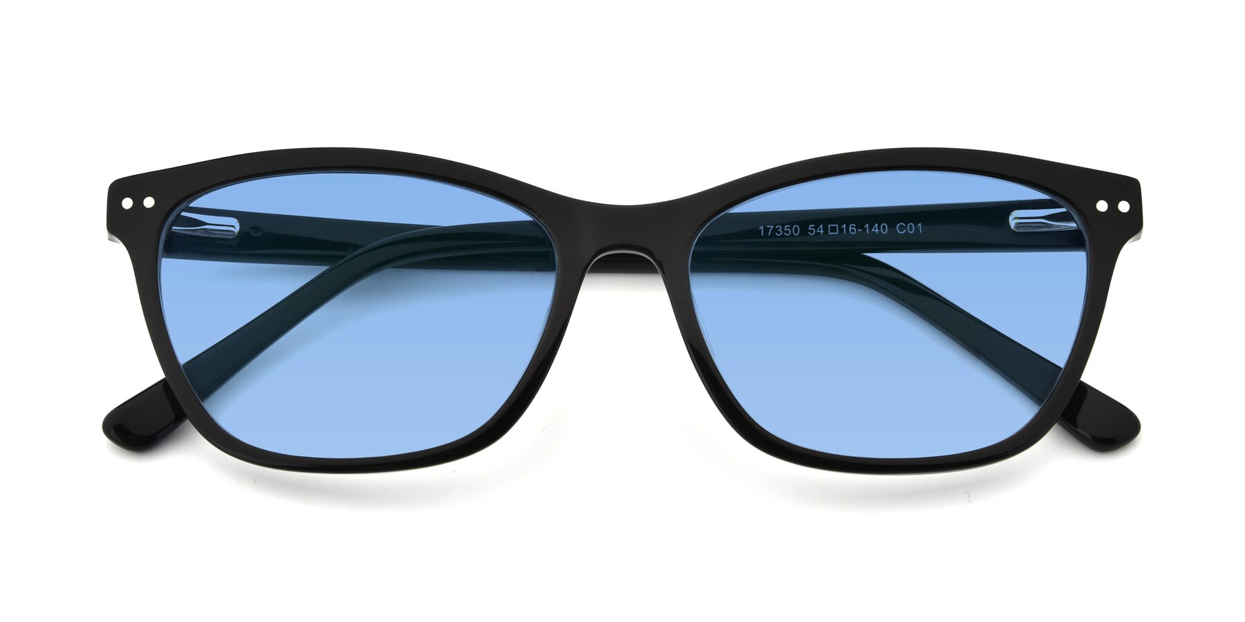 Folded Front of 17350 in Black with Medium Blue Tinted Lenses