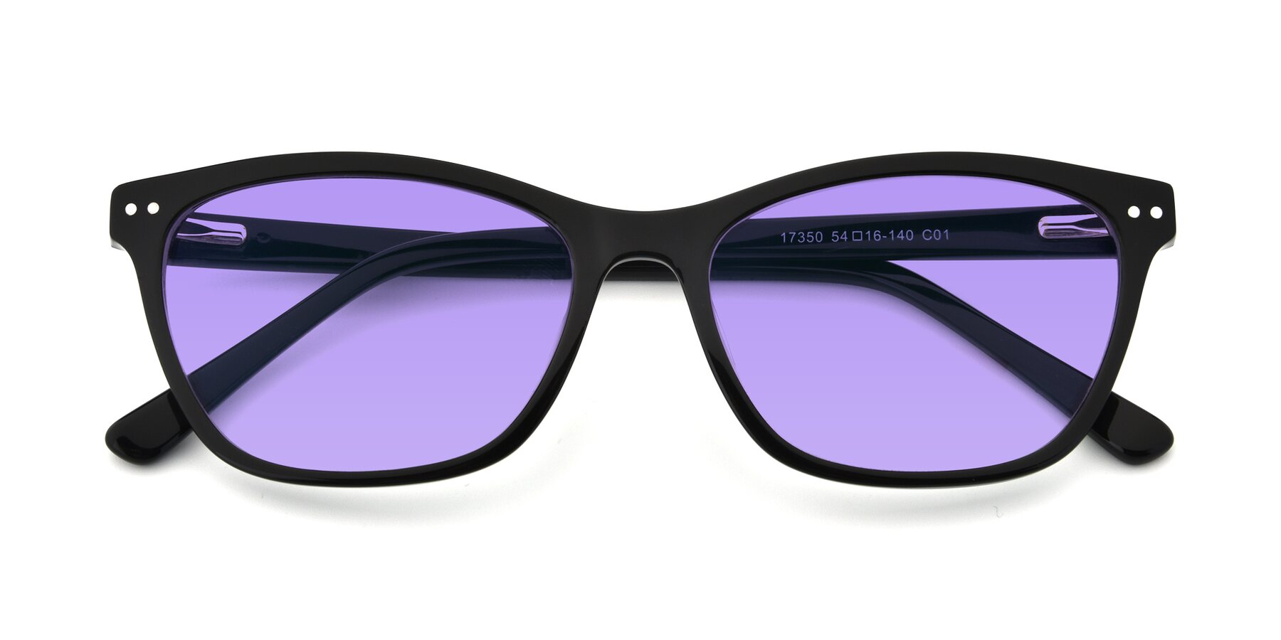 Folded Front of 17350 in Black with Medium Purple Tinted Lenses