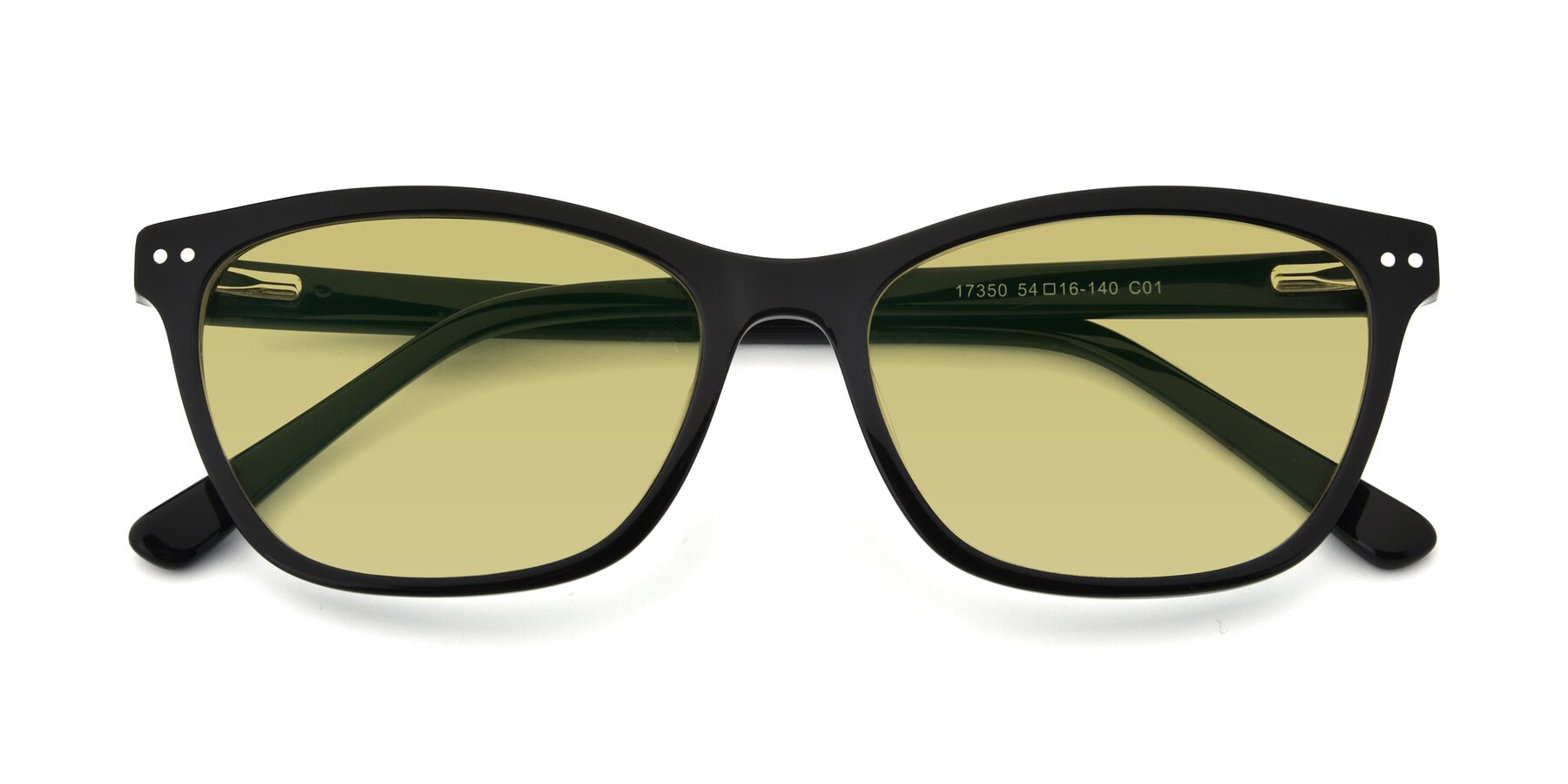Folded Front of 17350 in Black with Medium Champagne Tinted Lenses