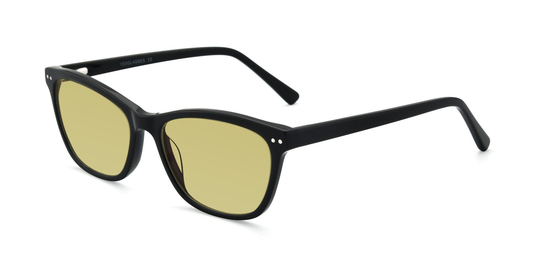 Angle of 17350 in Black with Medium Champagne Tinted Lenses