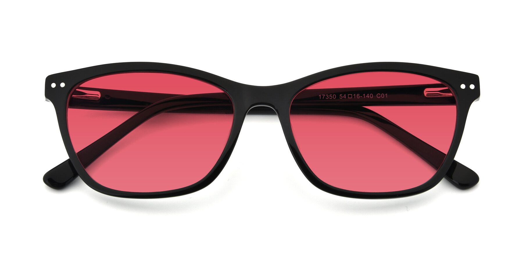 Folded Front of 17350 in Black with Red Tinted Lenses