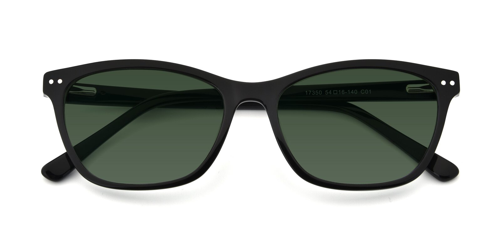Black Medium Wayfarer Acetate Tinted Sunglasses with Green Sunwear ...