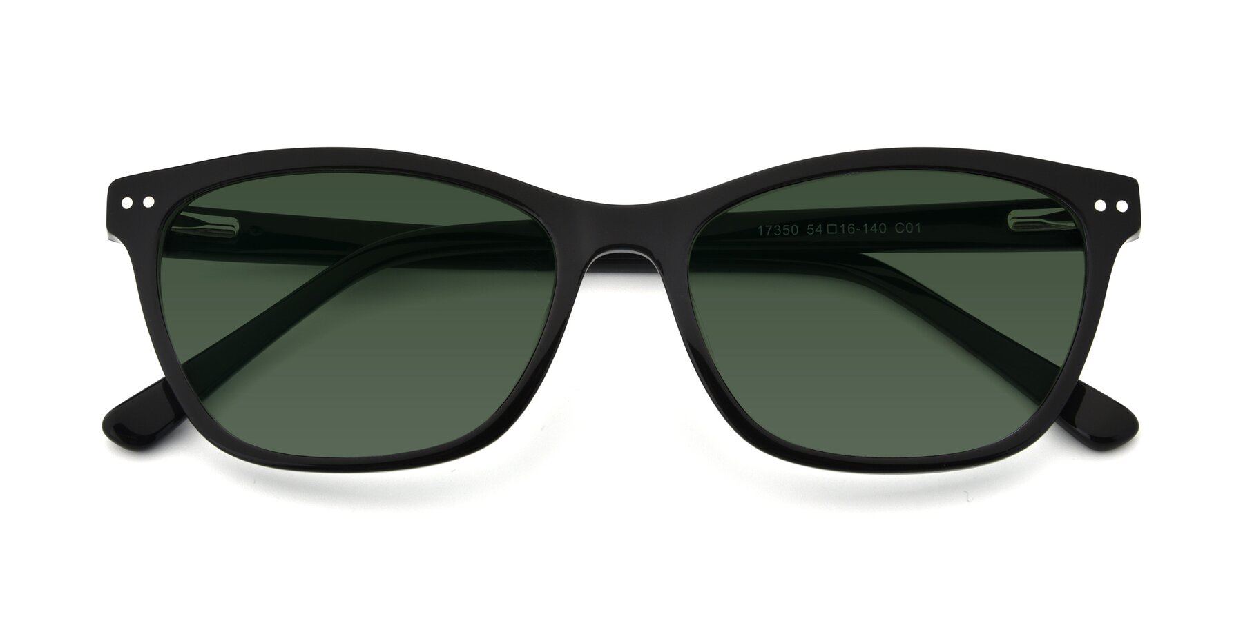 Folded Front of 17350 in Black with Green Tinted Lenses