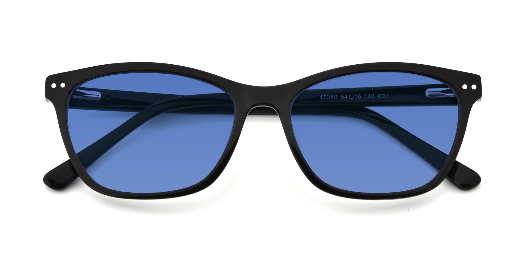 Folded Front of 17350 in Black with Blue Tinted Lenses
