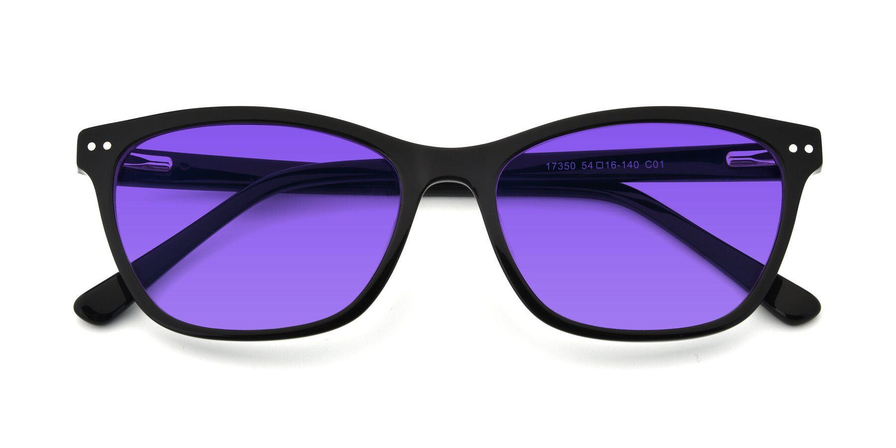 Folded Front of 17350 in Black with Purple Tinted Lenses