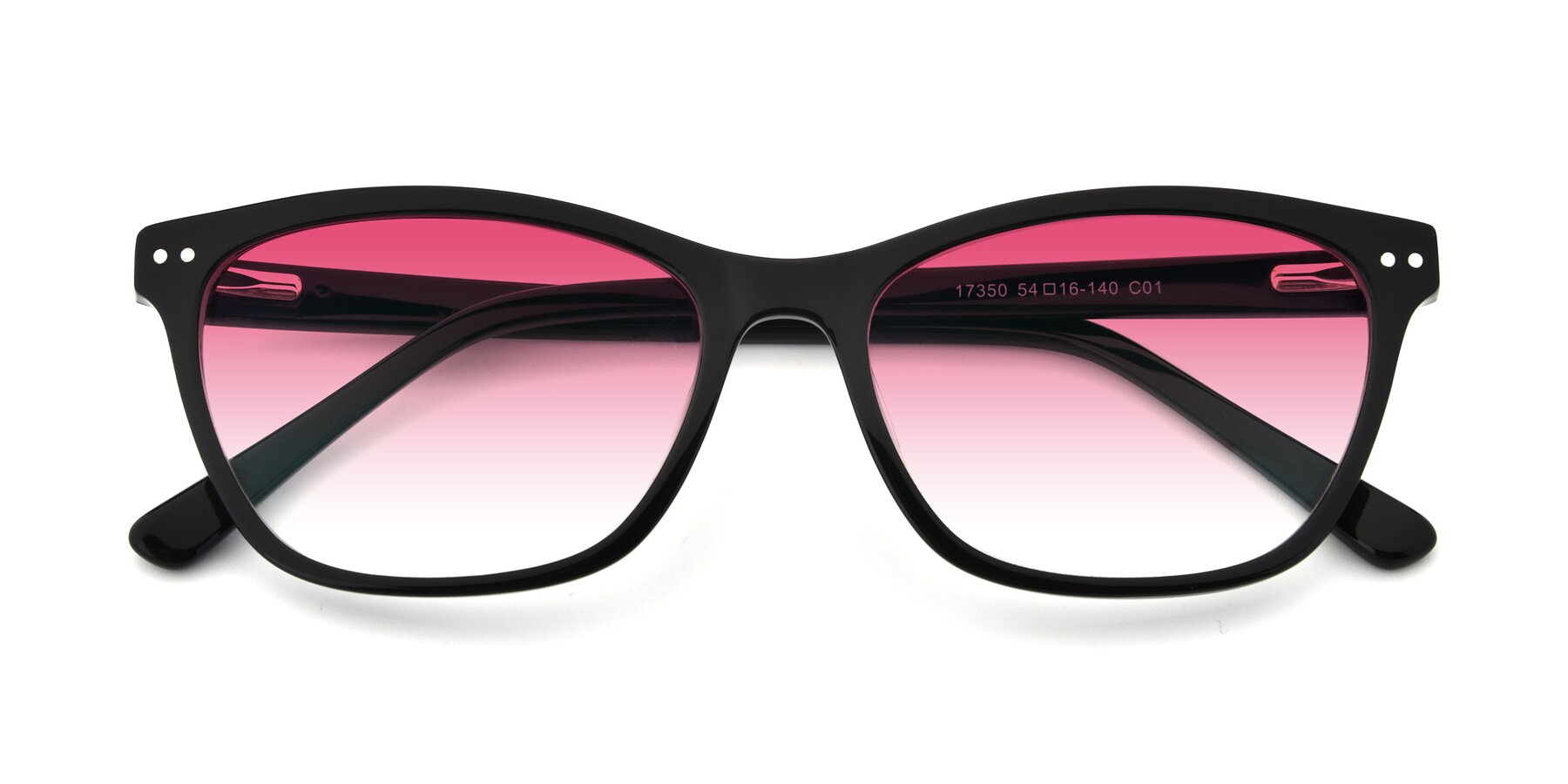 Folded Front of 17350 in Black with Pink Gradient Lenses