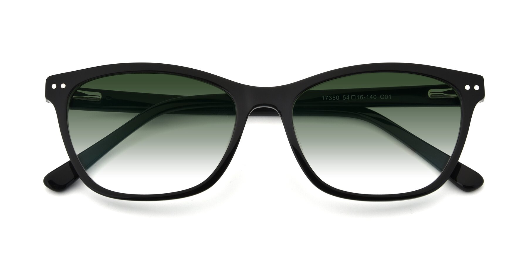 Folded Front of 17350 in Black with Green Gradient Lenses