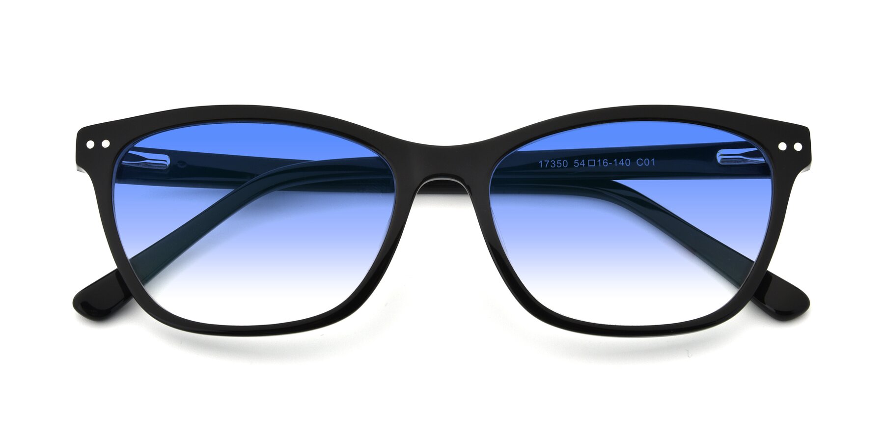 Folded Front of 17350 in Black with Blue Gradient Lenses
