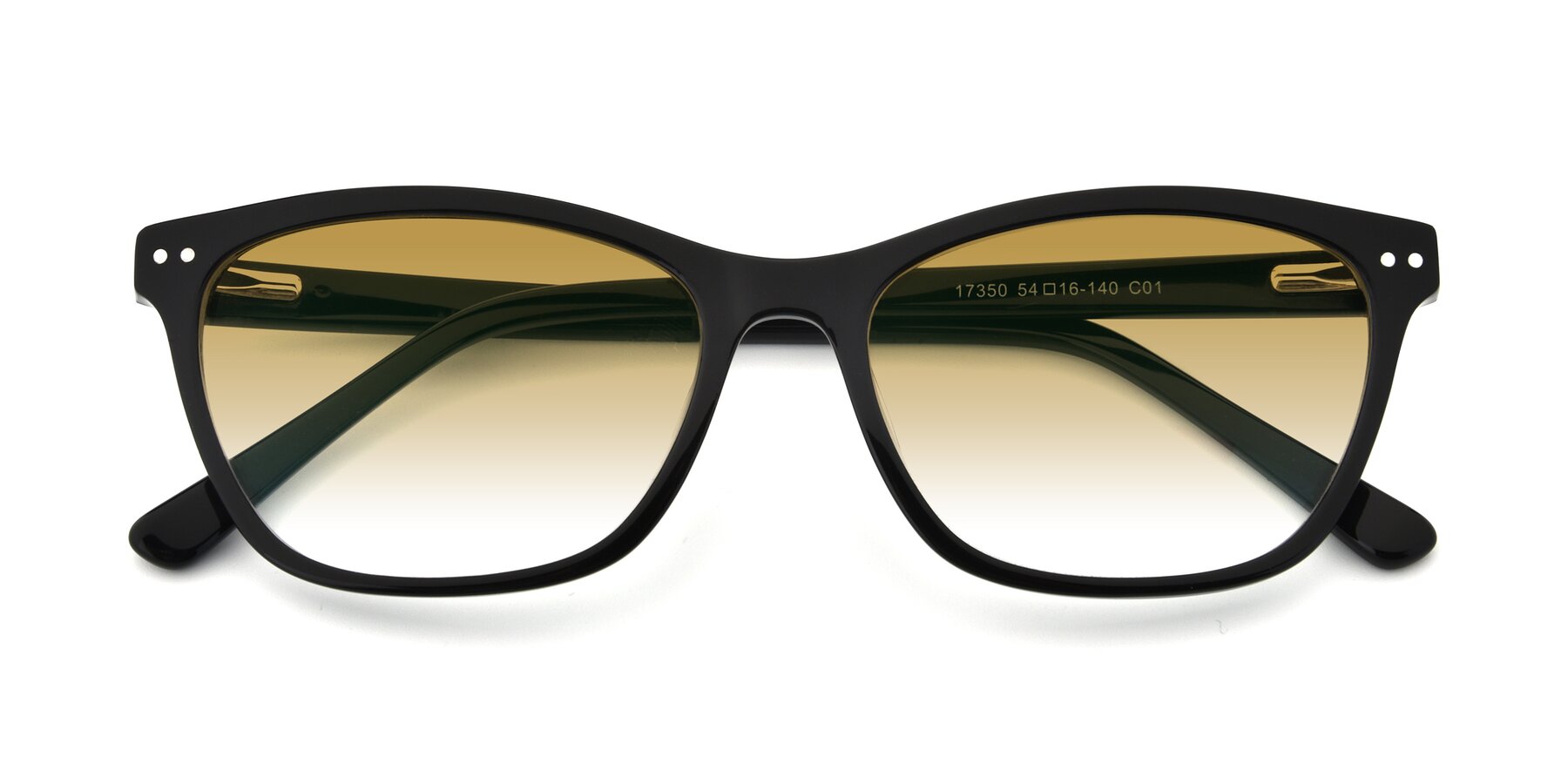 Folded Front of 17350 in Black with Champagne Gradient Lenses