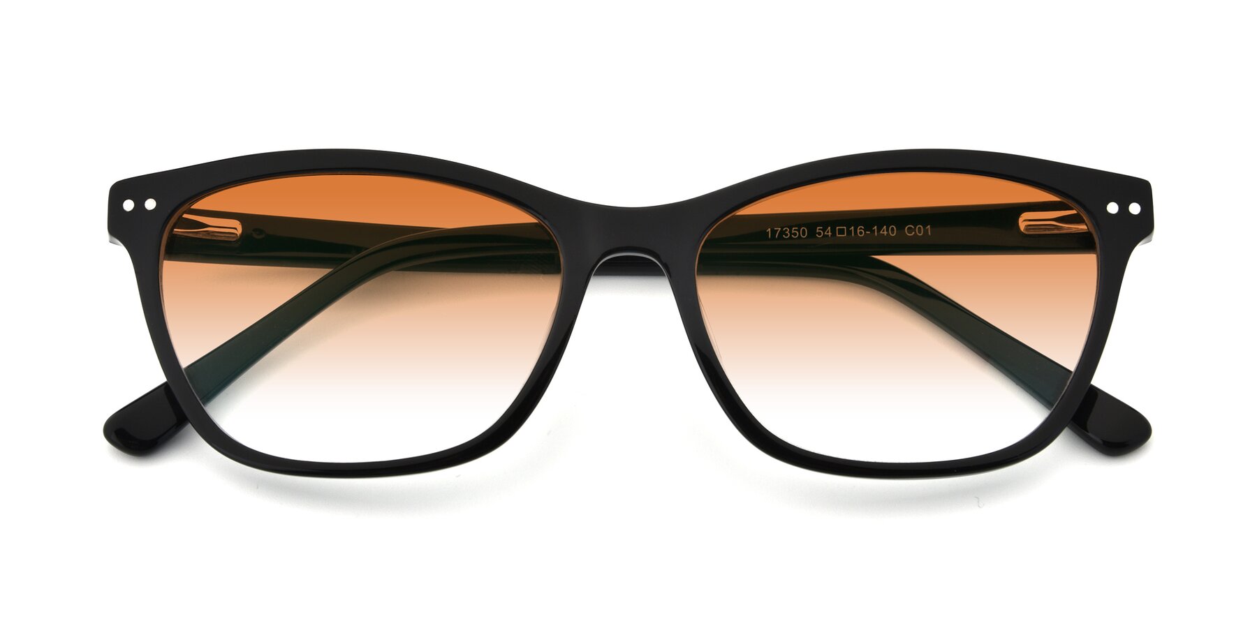 Folded Front of 17350 in Black with Orange Gradient Lenses