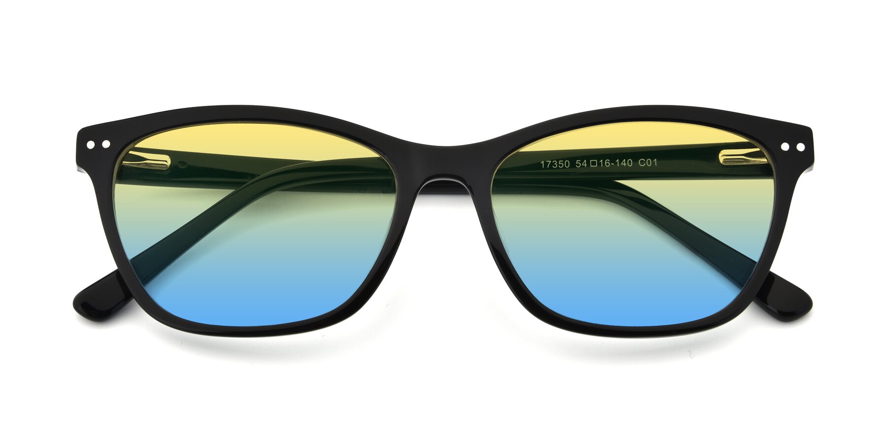 Folded Front of 17350 in Black with Yellow / Blue Gradient Lenses