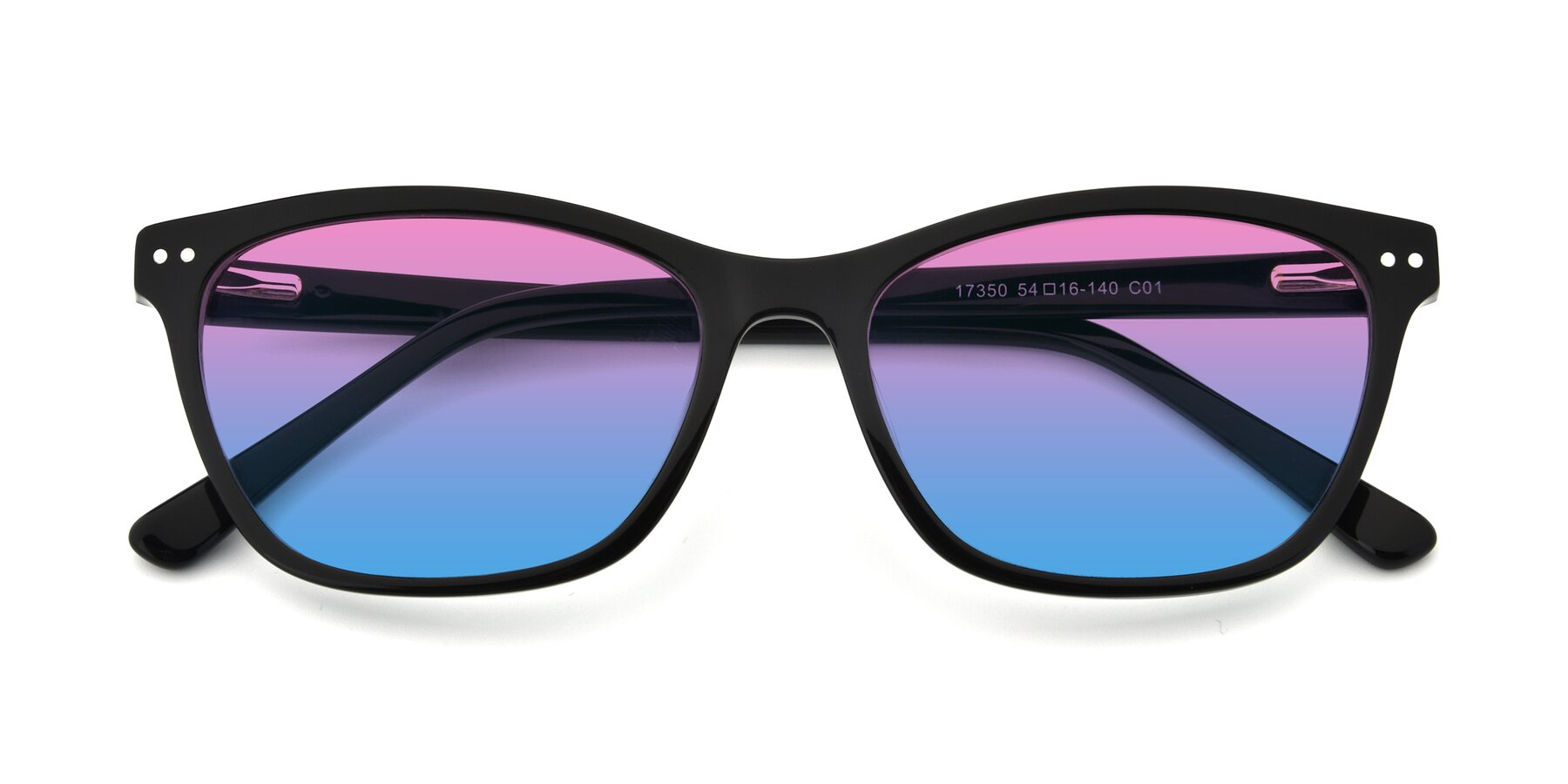 Folded Front of 17350 in Black with Pink / Blue Gradient Lenses
