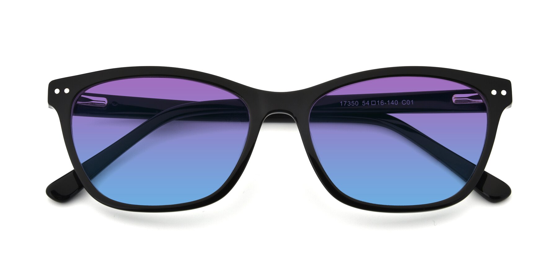 Folded Front of 17350 in Black with Purple / Blue Gradient Lenses
