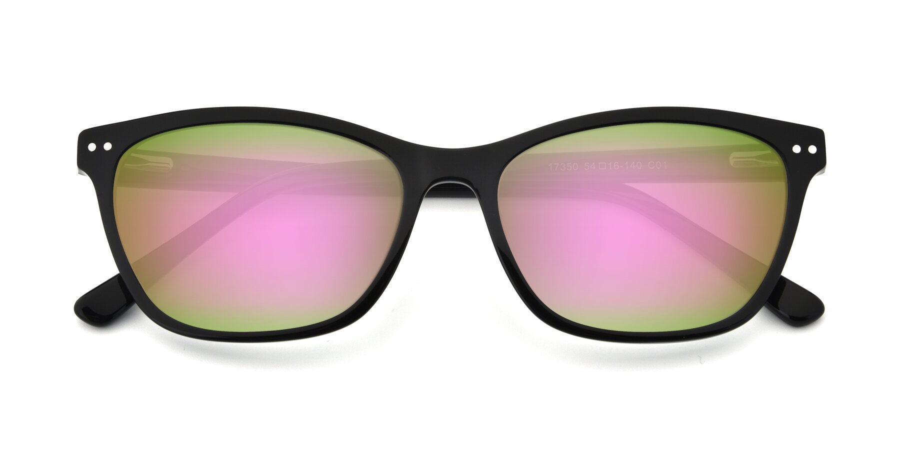 Folded Front of 17350 in Black with Pink Mirrored Lenses