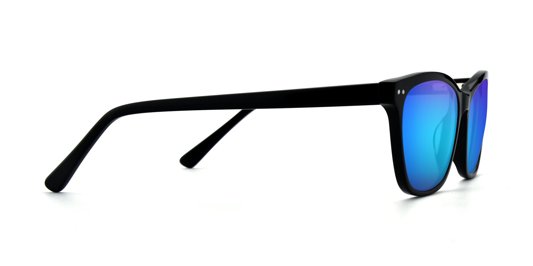 Side of 17350 in Black with Blue Mirrored Lenses