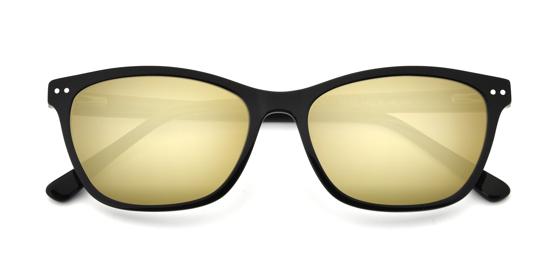 Folded Front of 17350 in Black with Gold Mirrored Lenses