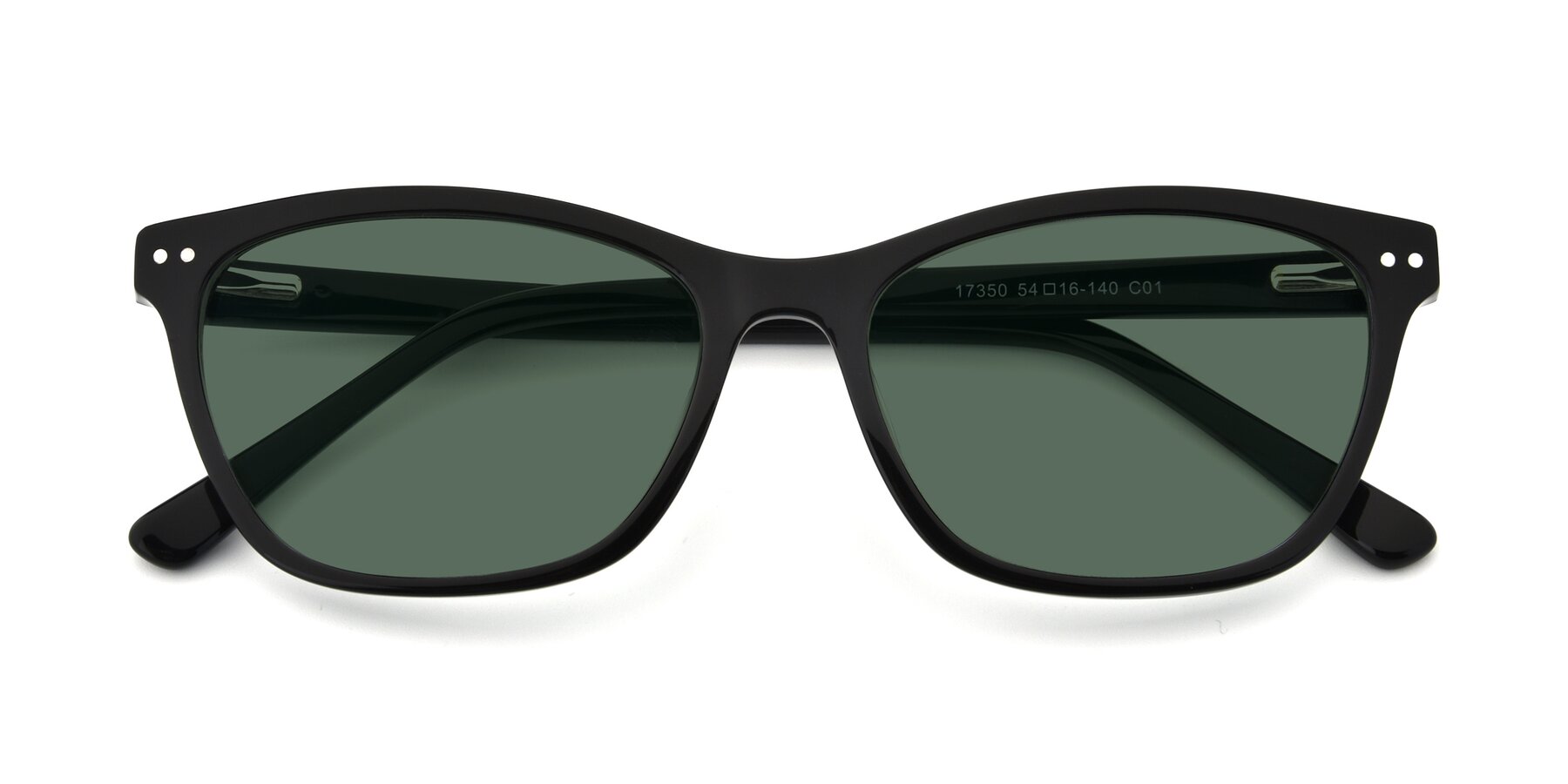 Folded Front of 17350 in Black with Green Polarized Lenses