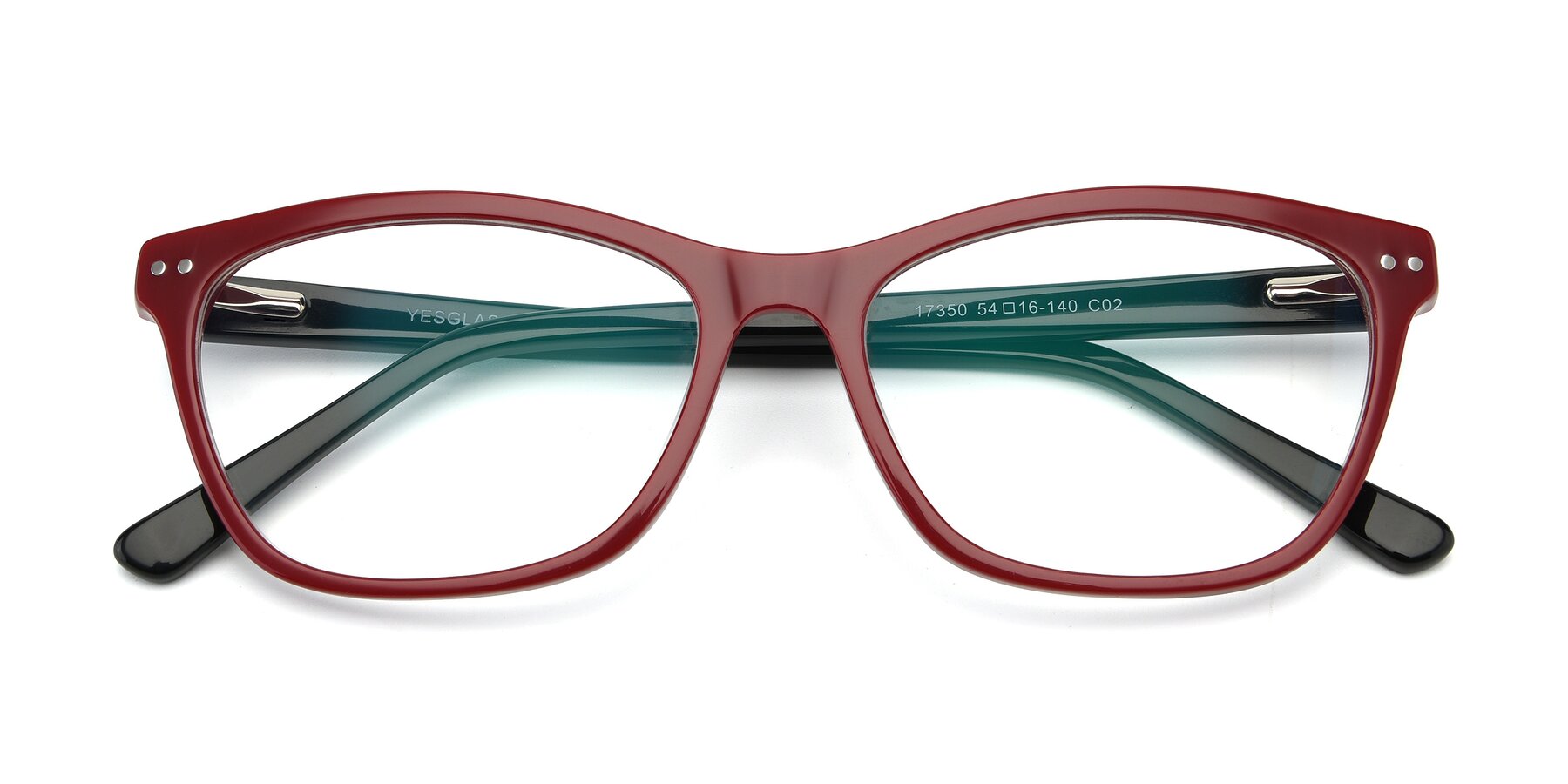 Folded Front of 17350 in Wine with Clear Reading Eyeglass Lenses