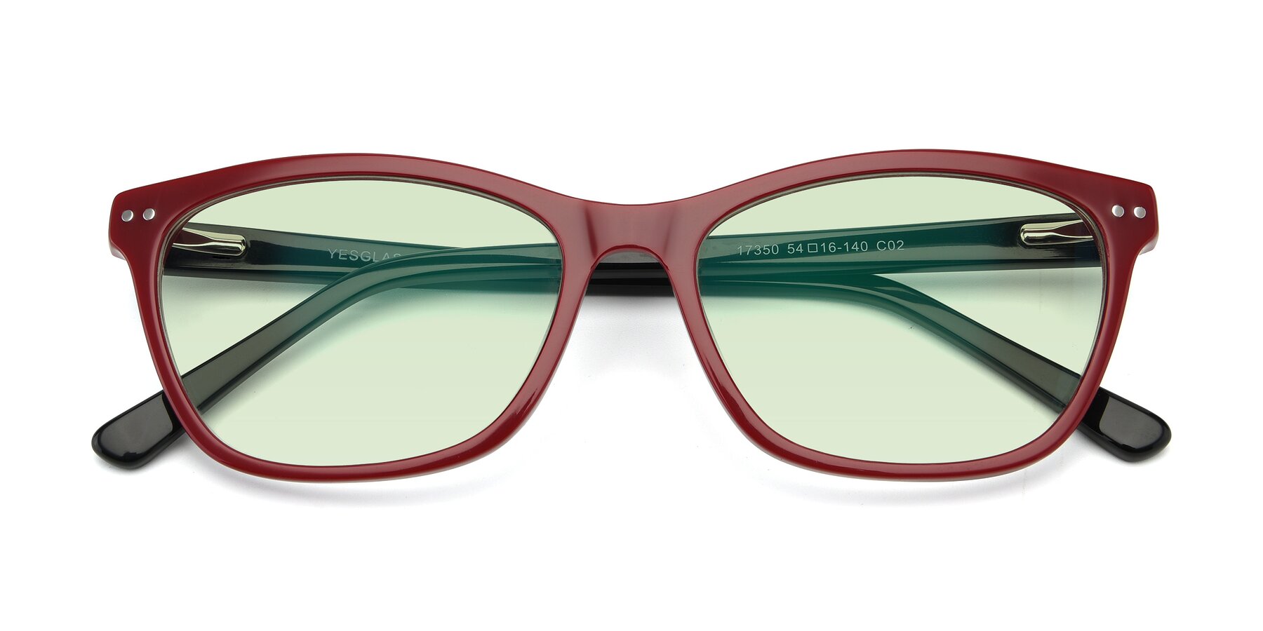 Folded Front of 17350 in Wine with Light Green Tinted Lenses