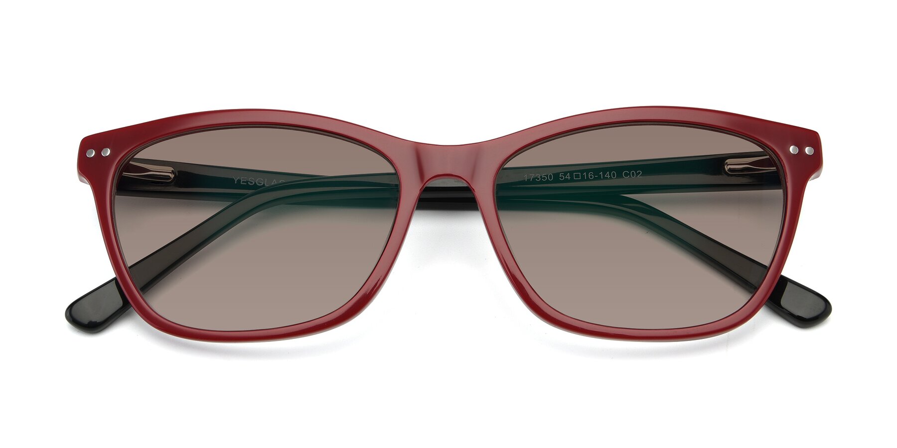 Folded Front of 17350 in Wine with Medium Brown Tinted Lenses