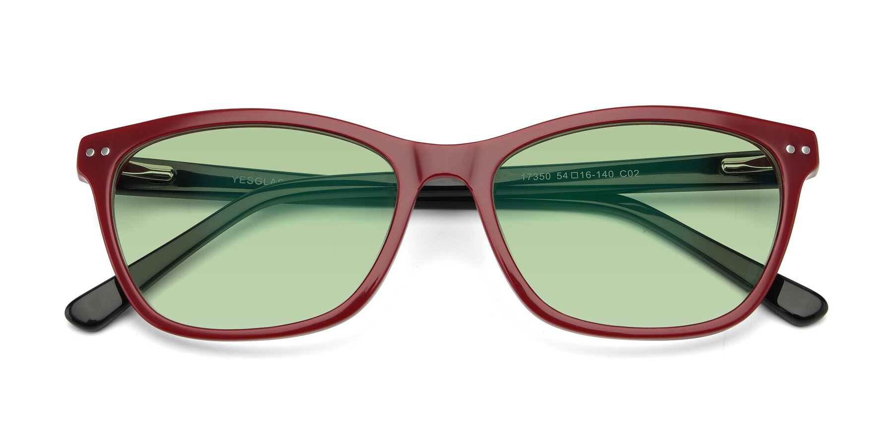 Folded Front of 17350 in Wine with Medium Green Tinted Lenses